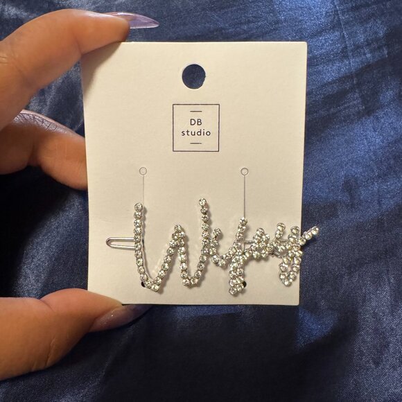 David's Bridal Accessories - Wifey Rhinestone Hair Clip